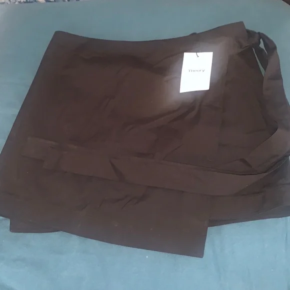 Theory | Cotton Black Wrap Tie Skirt - Picture 2 of 7
